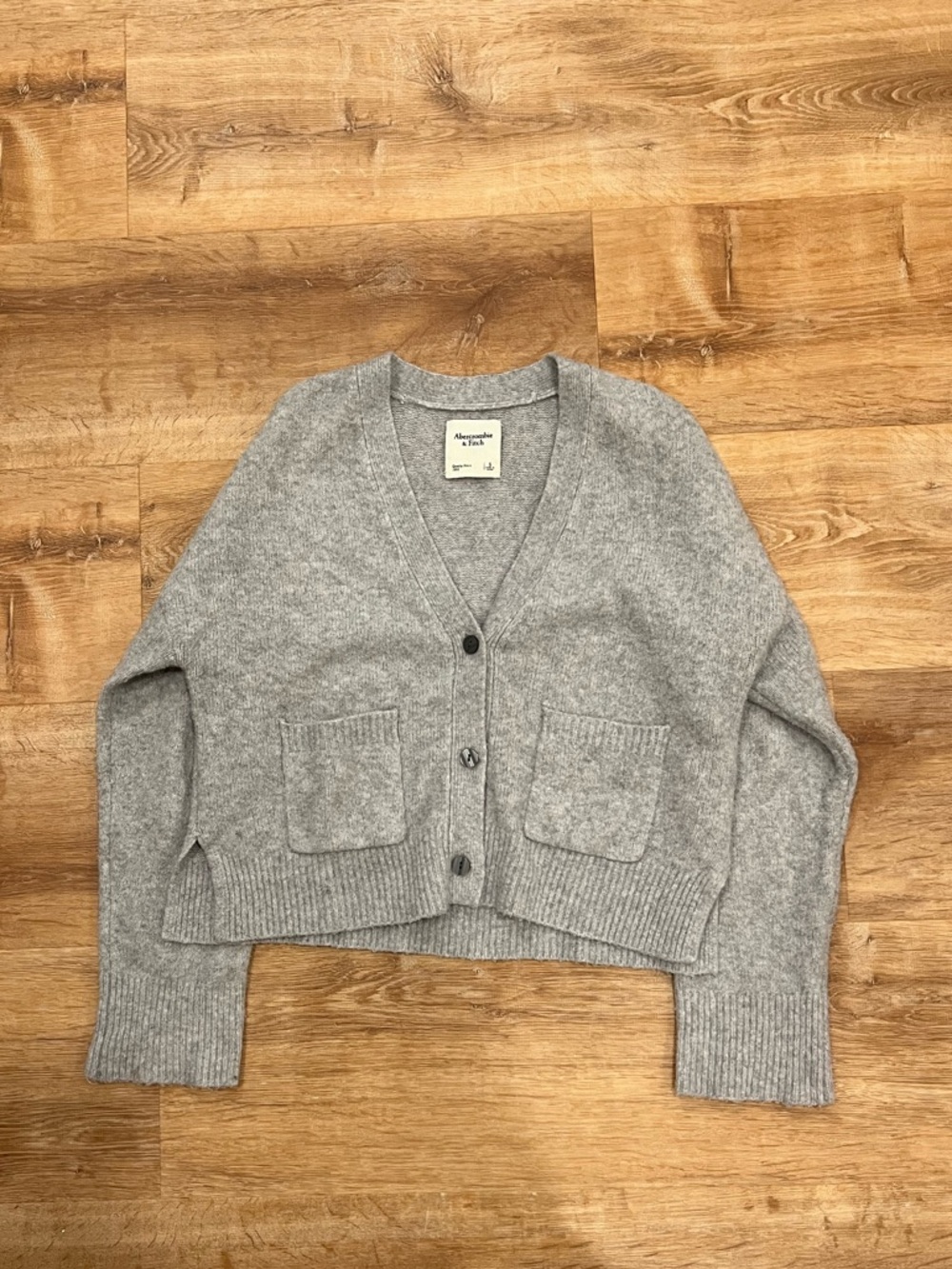 Abercrombie Gray V-Neck Button Cardigan
